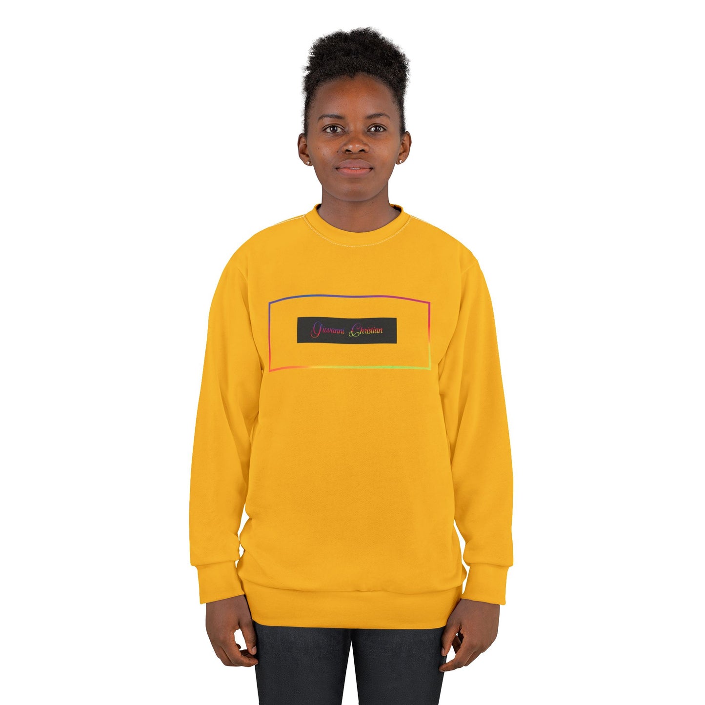 Bright Yellow "Giovanni Christian" Colorful Logo Unisex Sweatshirt