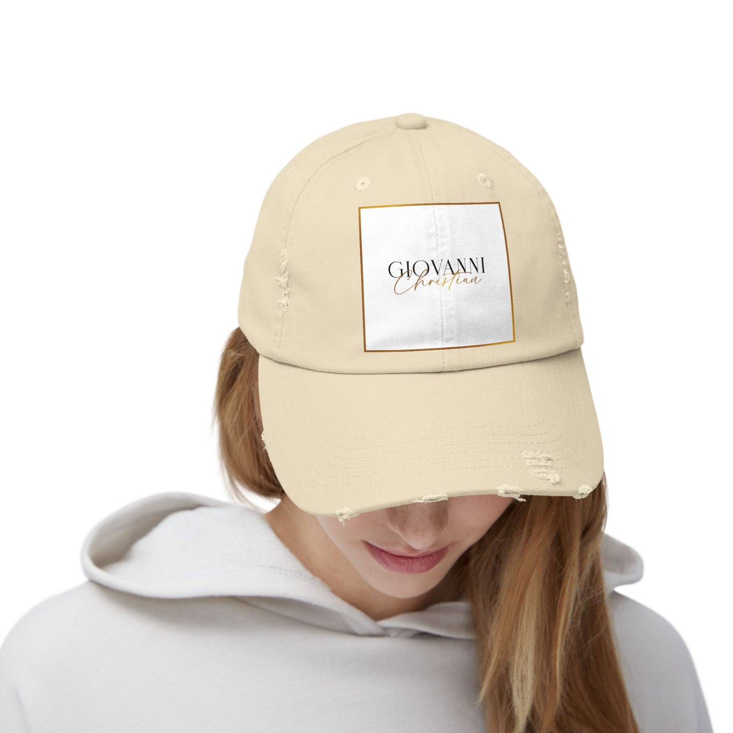 Unisex Distressed Cap with "Giovanni Christian" Logo