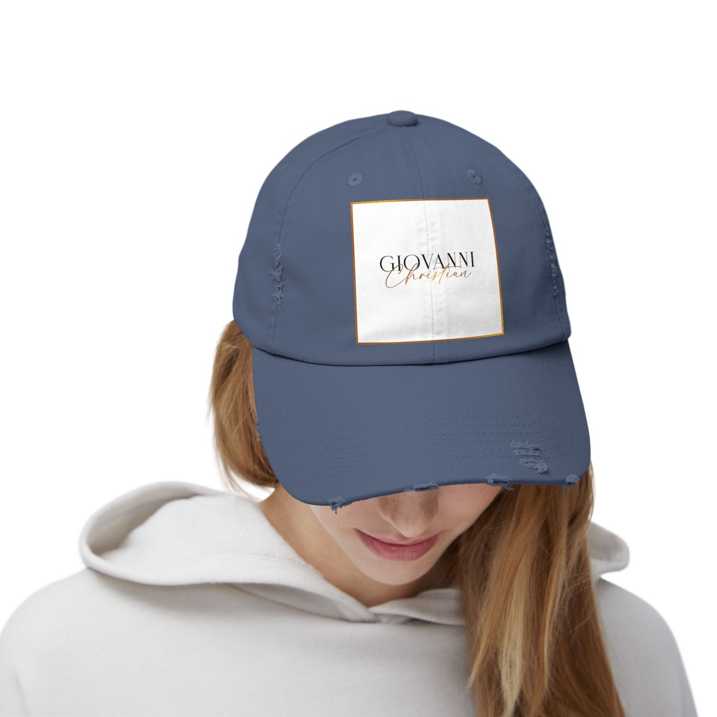 Unisex Distressed Cap with "Giovanni Christian" Logo