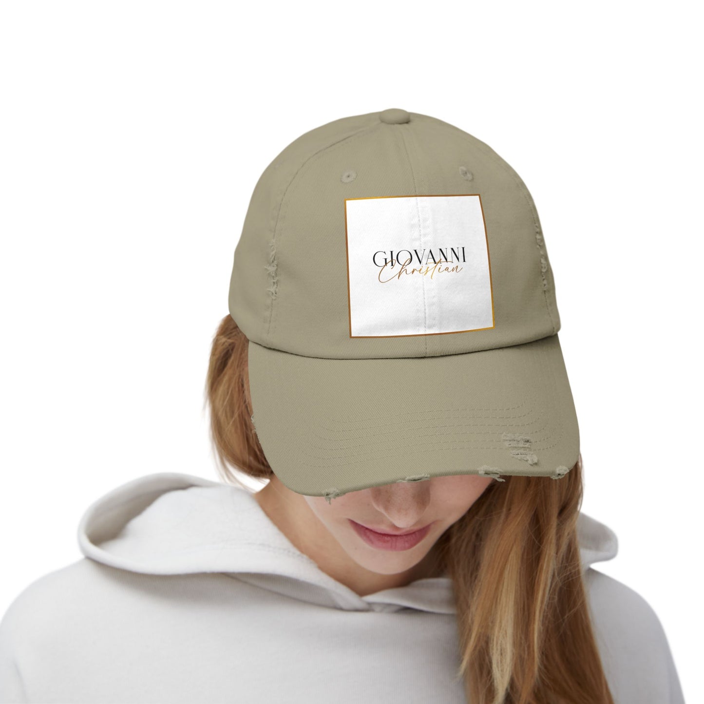 Unisex Distressed Cap with "Giovanni Christian" Logo