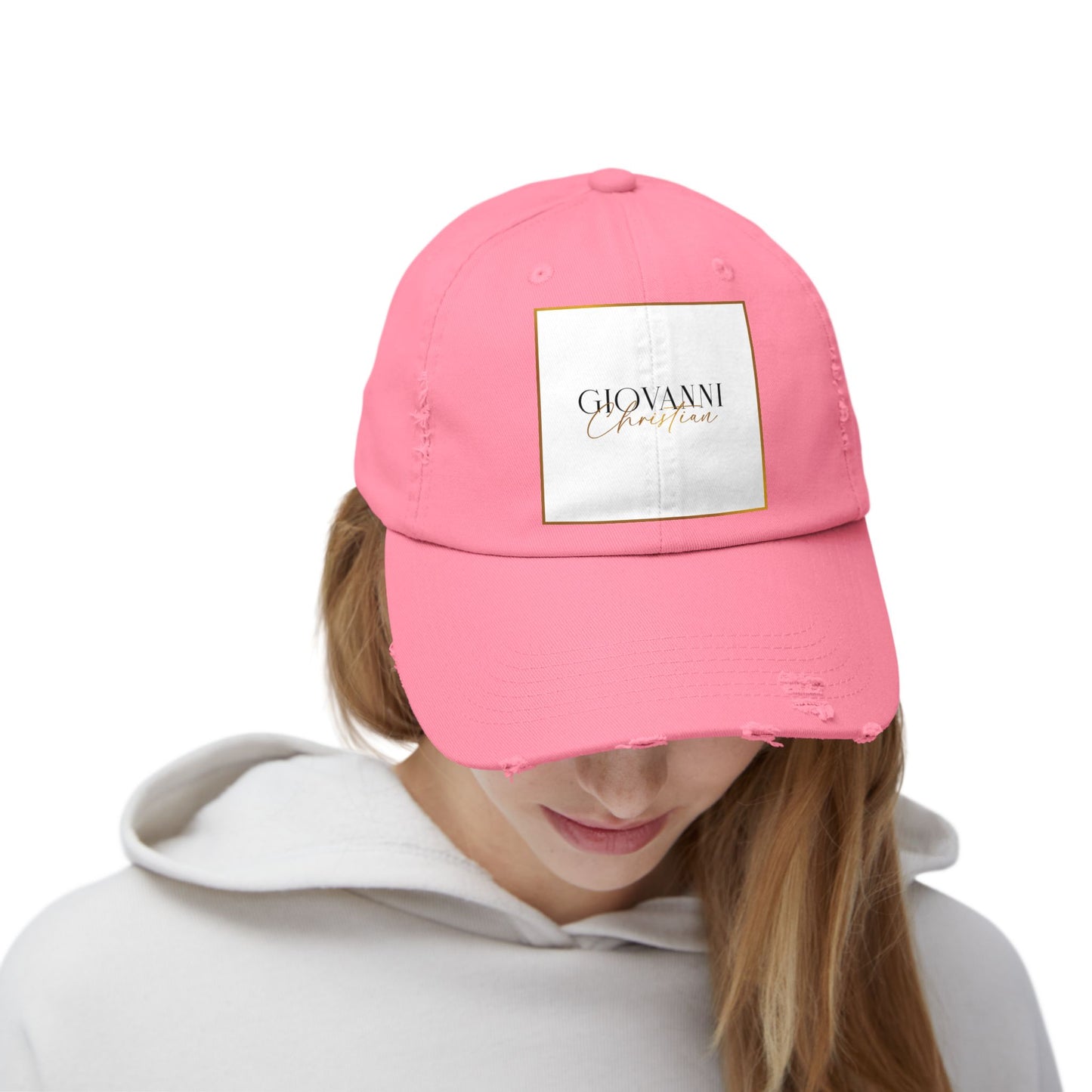 Unisex Distressed Cap with "Giovanni Christian" Logo